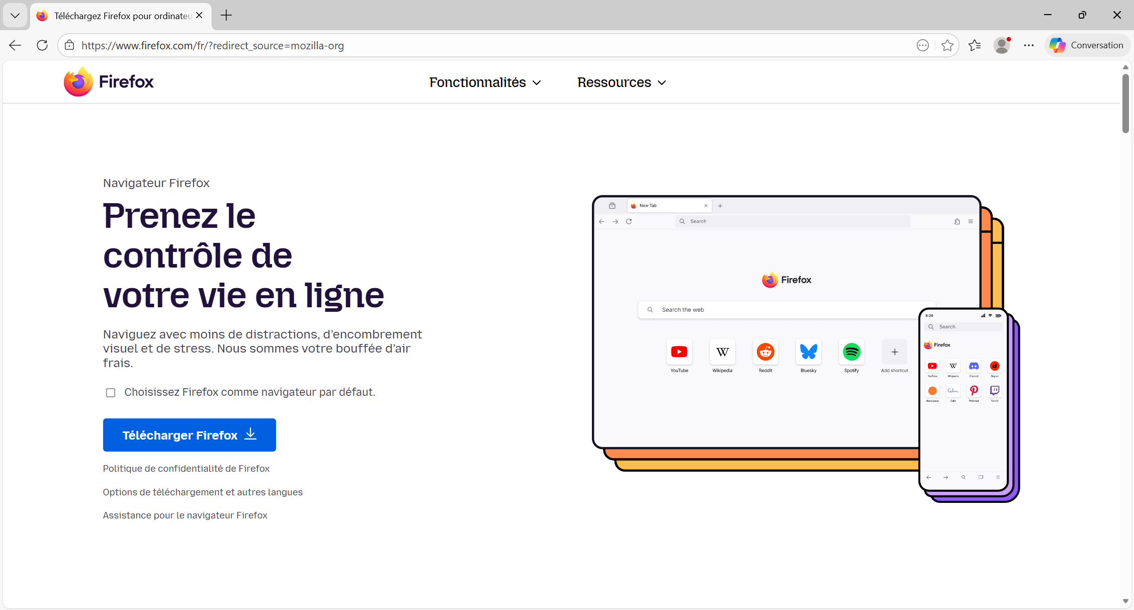 Firefox page telechargement